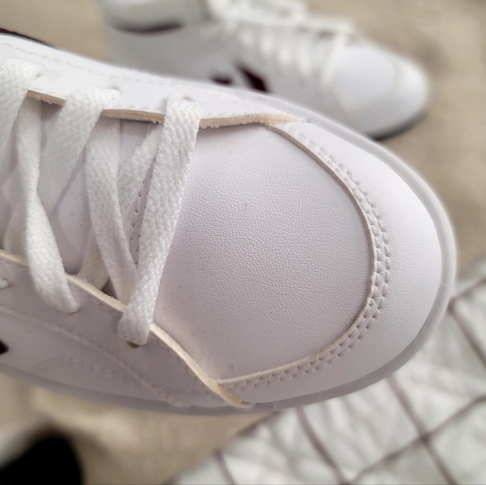 Converse Rival Mid White Deep Burgundy Star Chevron Retro Court 7.5 Unisex - Picture 4 of 16